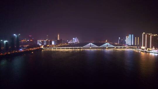 4k银盆岭大桥-湘江夜景航拍