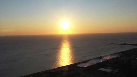 航拍 海边 倒影 地平线 水波 海面 日出