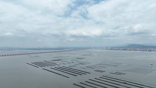 海上养殖基地航拍海上养殖场视频素材模板下载