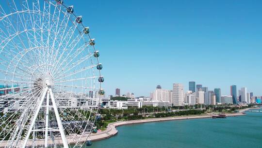 4k  航拍青岛西海岸新区现代建筑景观