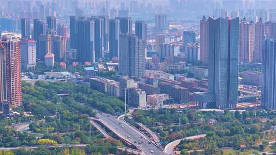 江西南昌赣江高楼大厦城市风景风光航拍摩天