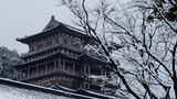 杭州径山寺中式古建筑寺庙雪景高清在线视频素材下载