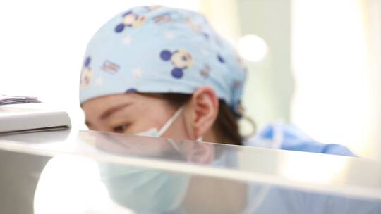 新生儿科护士护理婴儿特写视频素材模板下载