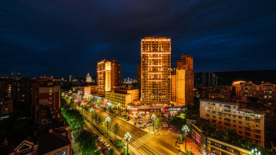 宜宾.城市街道夜景延时摄影