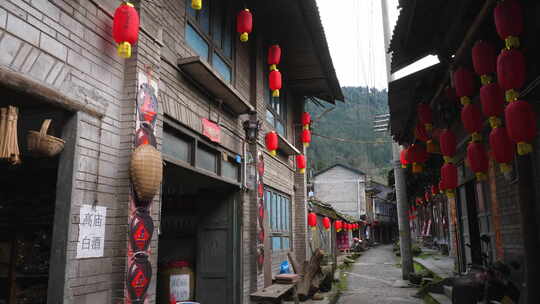 四川柳江古镇冬日风景素材