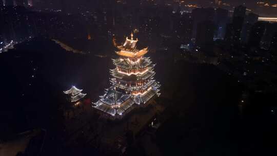 重庆鸿恩寺夜景航拍