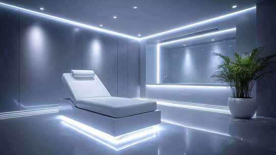未来感十足的白色疗养室尽显科技与放松