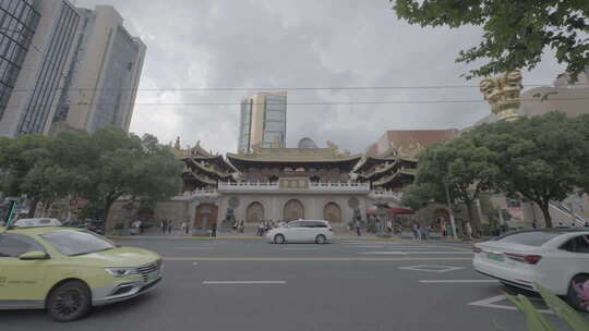 静安寺正门全景延时