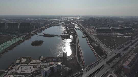 航拍 滏阳河 航拍滏阳河 滏阳河流域 农村