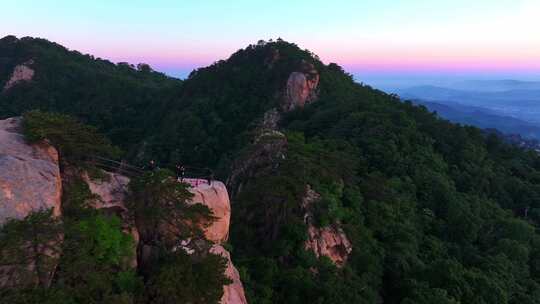 航拍辽宁鞍山千山日出大美风景山峰