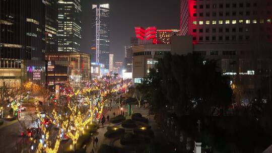 上海静安区商圈航拍视频素材模板下载