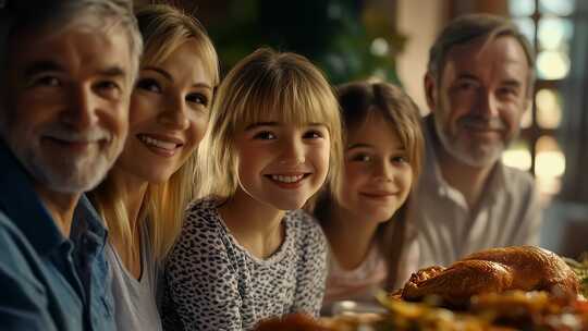 温暖家庭欢聚一堂共度美好用餐时刻