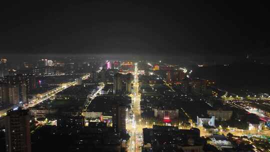 四川德阳城市大景夜景灯光航拍