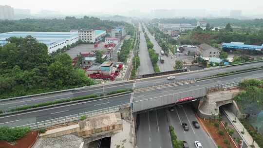 航拍衡阳107国道道路交通