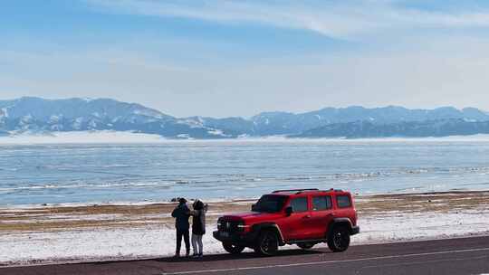 赛里木湖环湖自驾旅行视频素材模板下载