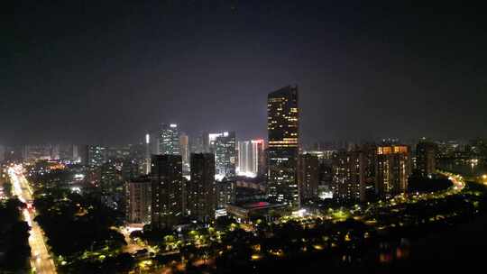 航拍惠州城市夜景灯光