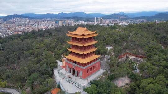 厦门航拍梵天寺魁星阁景观