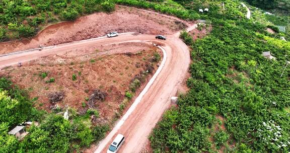 四川汉源盘山汽车公路夏天航拍建设