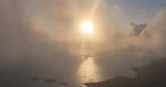 平潭海岛清晨日出航拍