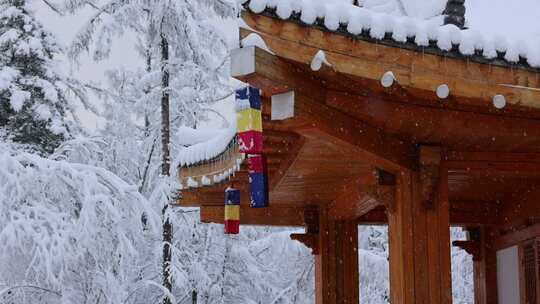 朝鲜族特色建筑 朝鲜族民俗 长白山 下雪