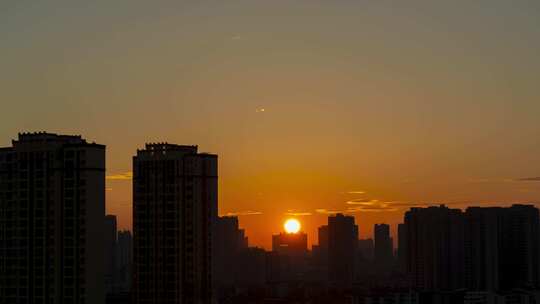 城市日落夕阳延时空境