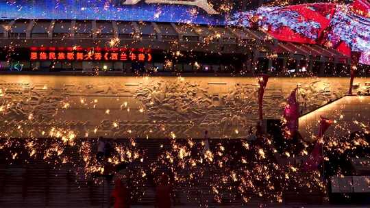 4K过年新年传统非遗打铁花活动实拍视频