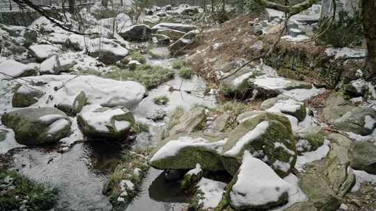 庐山冬天小溪雪后长冲河