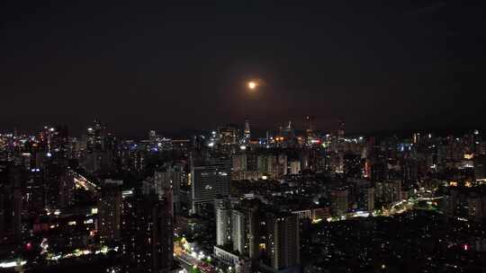 深圳宝安南山月亮航拍夜景
