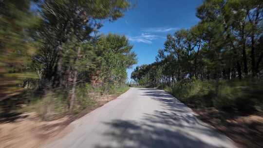 开车行驶在乡村道路