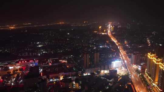 衡阳城市城区夜景航拍