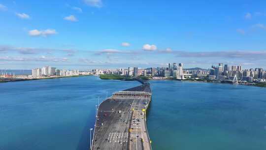 高空航拍深圳前海湾湾区之光