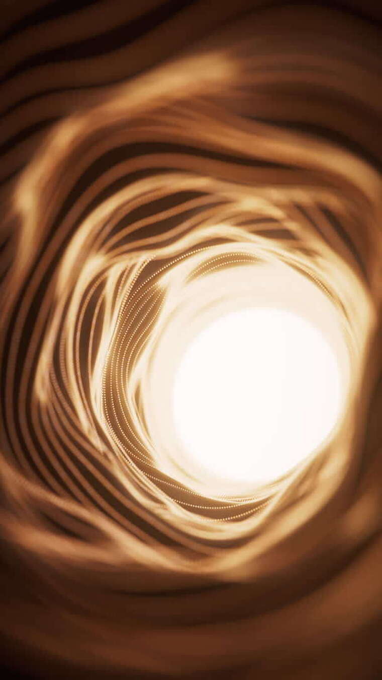 抽象金色圆形隧道背景三维渲染