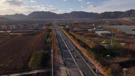 航拍 石家庄 秋天 蓝天白云 城市建设