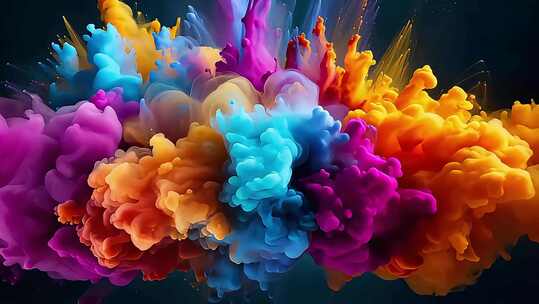 梦幻彩色烟雾墨水粉末爆炸绚丽颜料水彩大屏