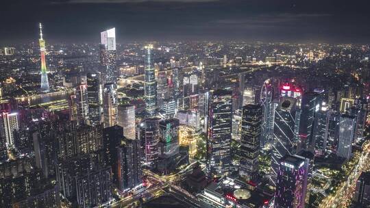 广州大气夜景航拍延时-对角面2