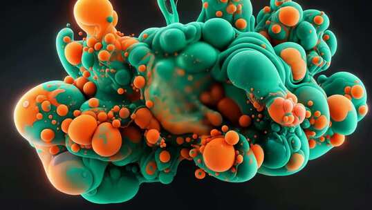 3D渲染抽象多彩气泡素材