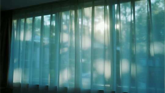 室内窗户阳光穿透窗帘画面