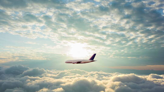 飞机穿越云海大气震撼商务镜头