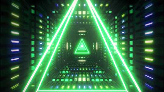 绿色蓝色霓虹灯电影隧道