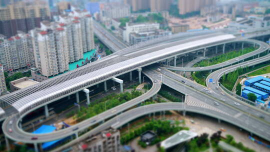 武汉市珞狮路雄楚大街高架桥路口延时视频素材模板下载