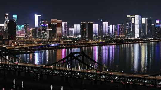 杭州彭埠大桥夜景航拍