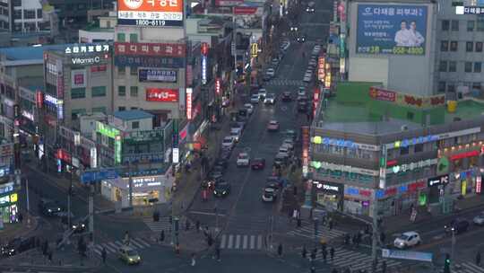 韩国十字路口交通建筑视频素材模板下载