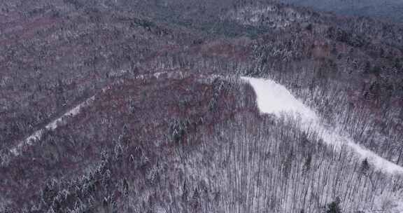 航拍黑龙江伊春梅花山滑雪场雪景