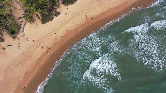 航拍三亚海棠湾海边沙滩浴场