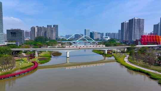 4K航拍广州南沙蕉门河1视频素材模板下载