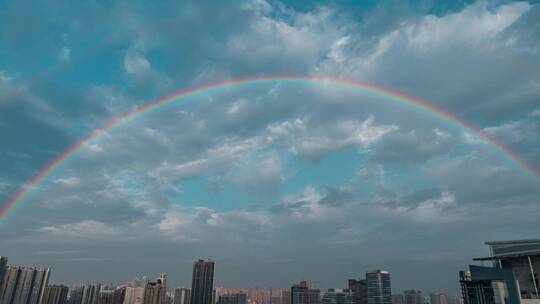 广州城市天空蓝天白云彩虹唯美风光延时