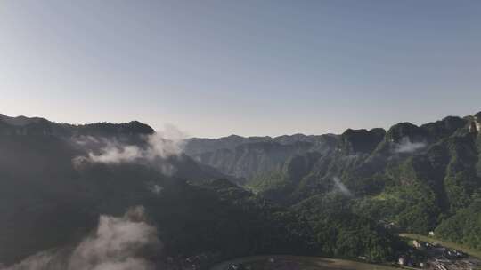 湘西吉首市青山平流雾清晨