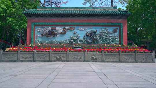 佛山祖庙中式传统屏风墙壁双龙壁景点