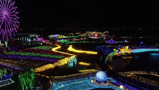 宁波达人村夜景4K航拍原素材