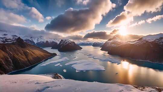 雪山湖泊壮丽全景